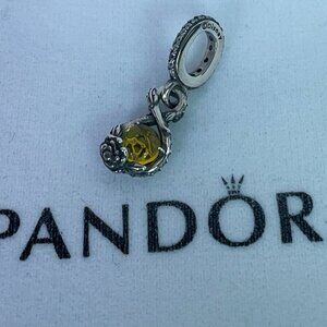 Pandora Disney Belle Infinity & Rose Flower Pendant Dangle Charm